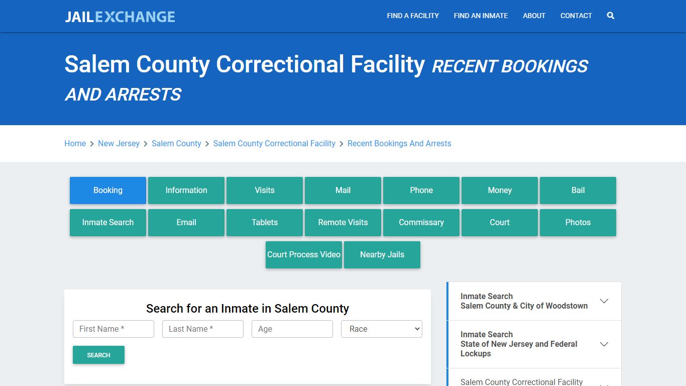 Salem County Correctional Facility Recent Bookings And Arrests