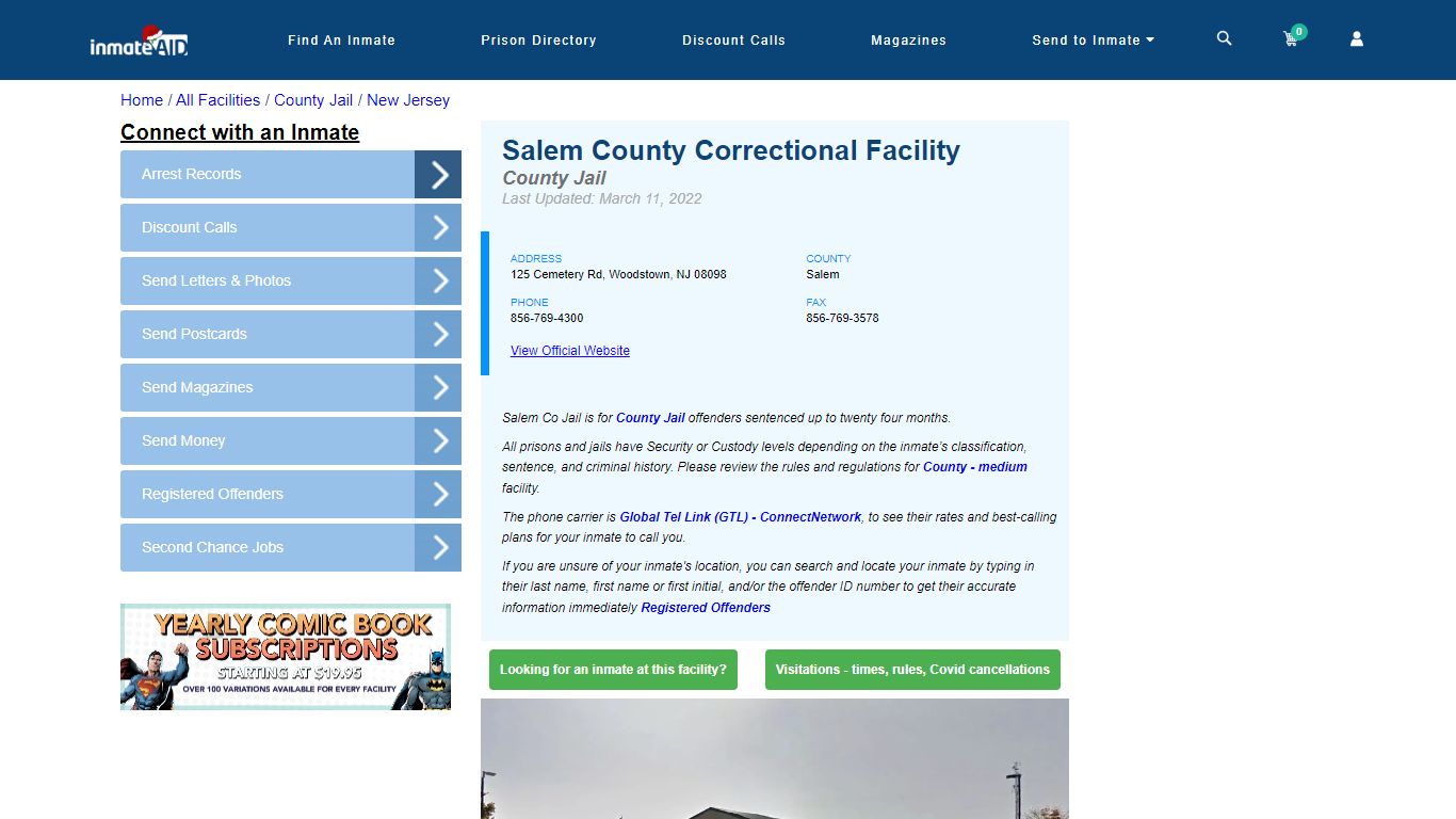 Salem County Correctional Facility - Inmate Locator - Woodstown, NJ